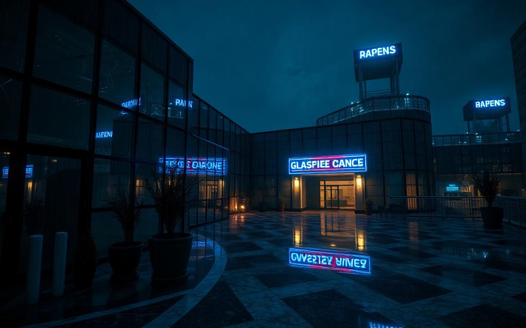 Glass Palace map — A billionaire's rooftop garden. Every wall shatters.